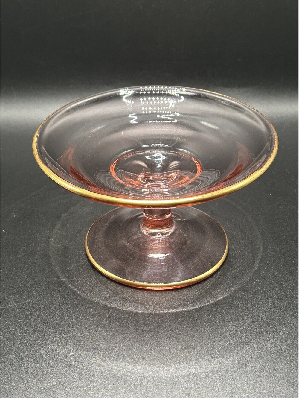 Vintage Pink Depression Glass Small Dessert Stand compote Pedestal 1950’s